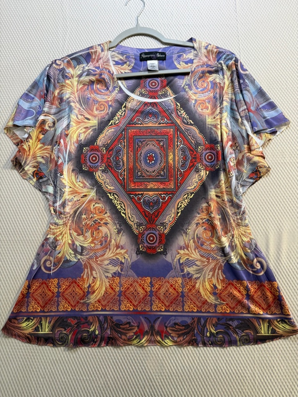 Appropriate Behavior Baroque Print Top L Ornate Medallion Versace Inspired